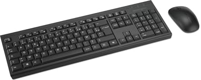 Rexel Kensington KM270 EQ Set med uppladdningsbart trådlöst tangentbord och ambidextrous tyst mus för PC, 2,4 GHz och BT 5.0, stänksäker, AZERTY ISO - svart K75560FR