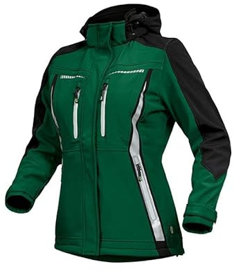Leibwächter Damen Softshelljacke atmungsaktiv, wind- und wasserabweisend, taillierter Schnitt, Reflektoren, abnehmbare Kapuze