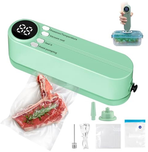 Mini Bag Sealer, Handheld Heat Sealer with 3 External Connectors Vacuum Sealer Machine, Portable Sealing Machine with 4pcs Vaccum Sealer Bags for Snack Preservation Food Storage