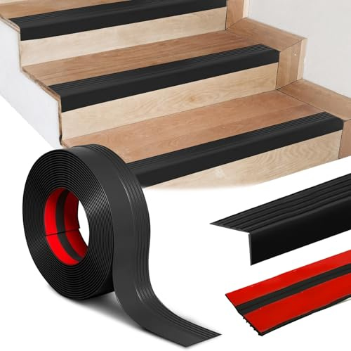 Nez de marche autocollant - 2 m - Antidérapant - Profilé d'angle flexible - Antidérapant - Pour l'extérieur et l'intérieur