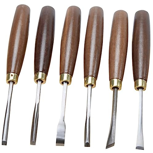 SHINEOFI 6piezas Herramientas De Carpintero Cinceles Para Tallar y Cortar Madera Mango De Madera Para Proyectos Pequeños y