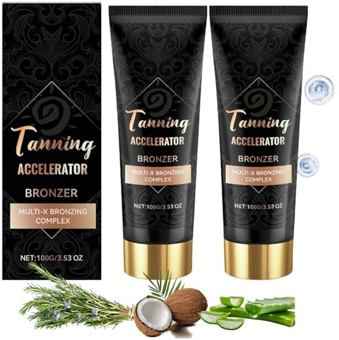 2PCS Fast-Acting Tan Accelerator Cream & Bronzing Lotion – Quick-Dry, Non-Sticky Tanning Enhancer for Sunbed & Outdoor Use, Intense Hydration, Long-Lasting Streak-Free Natural Glow