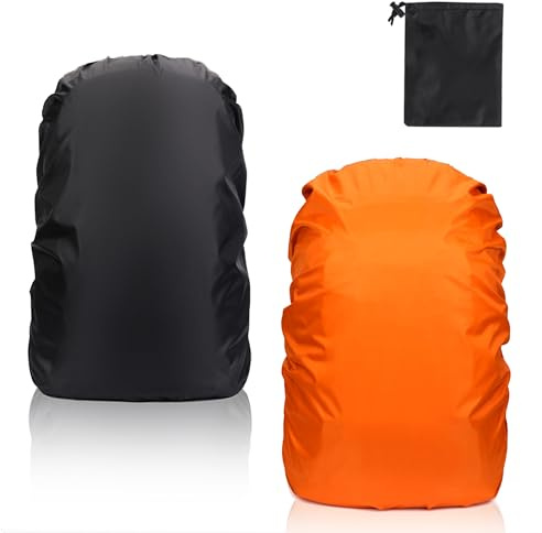 Zaewry 2 Stück Regenhülle Rucksack, Regenschutz Schulranzen 40-50L, Regenschutz Rucksack mit Tragebeutel, wasserdichte Regenhülle Schulranzen für Kinder/Erwachsene