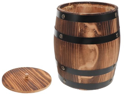 HIAKDOFT Porte-Ustensiles Vintage En Bois Carbonisé Seau De Rangement En Forme De Tonneau Organisateur Compact Pour Couverts Fourchettes Cuillères Et Baguettes Pour Cuisine Bureau Ou Restaurant