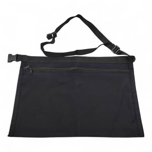 Market Stall Money Belt Waist Pouch Bag – 4 Pocket Trader Apron with Adjustable Strap, Secure Zipper Compartments, Durable Blue Denim Finish (Black)