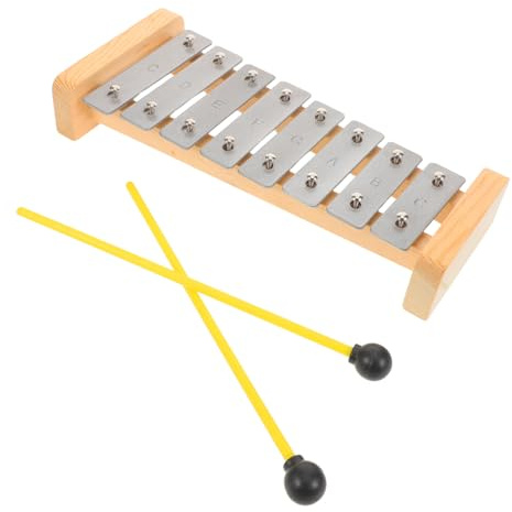 Toddmomy Montessori Kinder Xylophon Glockenspiel 8 Töne Aus Aluminium Mit 2 Schlägeln Robustes Holz Metall Schlaginstrument Für Vorschulkinder Tragbar Fürs Musikalische Lernen Und Kindergarten