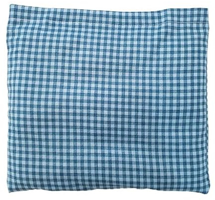 Coussin thermique aux grains de blé 25 × 23 cm – dispositif médical de classe I CE, housse en coton, chaud et froid, petits carreaux bleu foncé et bleu clair