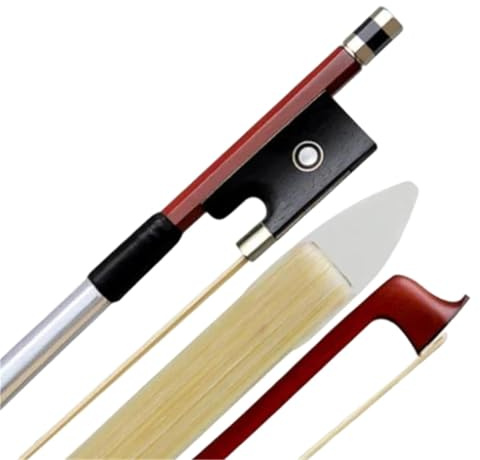 Geigenbogen 10 Stück Professioneller Brasilholz 4/4 3/4 1/2 1/4 1/8 Violinbogen Ebenholz Frosch Weiß Rosshaar(3-4)