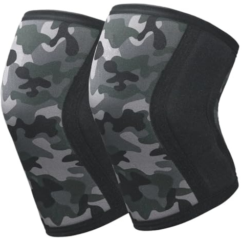YANSHUYU GenouillèRe Sport Manchons de genou 7mm for le soutien genouillère Compression for l'entraînement Squats Deadlift Protege Genoux(L)