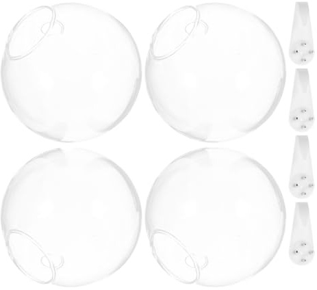 OUNONA Set 4 Vasi Idroponici Sospesi in Vetro Resistente 10 Cm, Fioriere Pensili da Parete per Piante Idroponiche, Terrari Sospesi Decorativi Supporto senza Tracce per Interni ed Esterni