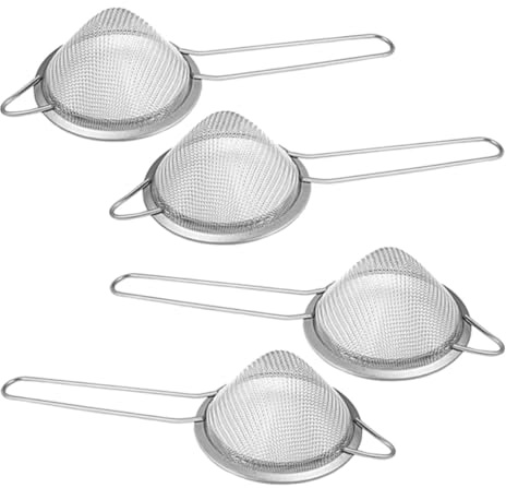 HEALEEP Set da 4 Colini in Acciaio Inox Maglia Fine 8,5 Cm, Colino Conico per Cocktail e Tè, Setaccio da Cucina Ergonomico per Filtraggio Olio Caldo e Alimenti, per Casa, Ristorante e Bar