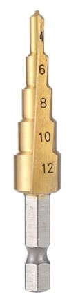Broca escalonada de titanio y acero HSS, 1 unidad, 3-12/4-12/4-20/4-32mm, herramientas manuales, broca for carpintería, for Metal madera(ZT10-4-12-1pcs)