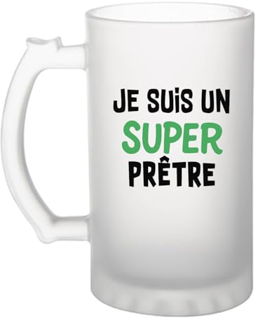 Otshirt Verre à Bière Un Super Pretre 2- Chope - Idée Verre à Bière Personnalisable Cadeau Anniversaire Camping Fête Original Famille Travail Départ Collègue Retraite Noël