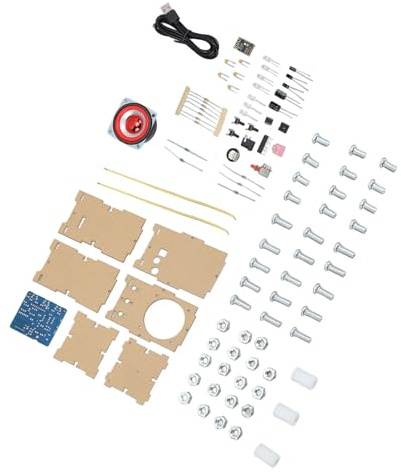 Annadue Gör-det-själv Bluetooth-högtalarsats för Lödning, Elektroniskt Ljud Hemmastereoprojekt för Utbildning och Lärande, Akrylfodral, Förlödad Bluetooth-modul, 5W 4 Ohm (Reservdelar)