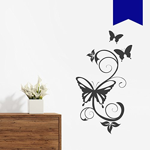 WANDKINGS Wandtattoo - Schmetterling Ranke - 81 x 150 cm - Verkehrsblau - Wähle aus 5 Größen & 35 Farben