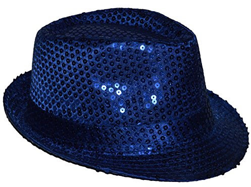 Glitzerhut Pailletten Hut Partyhut Disco Clubstyle Trilby Fasching Karneval (Blau)