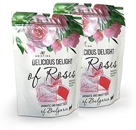 Bonbons parfumés à la rose (Lokum) avec pétales de rose de Damas