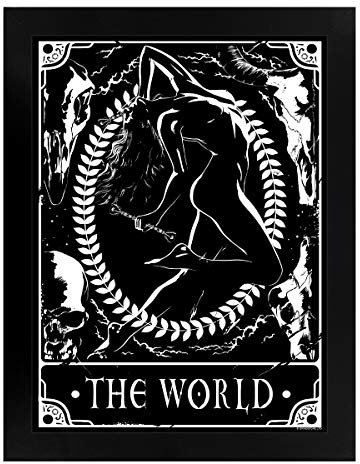 Deadly Tarot Miniposter mit schwarzem Holzrahmen The World 35 x 45 cm