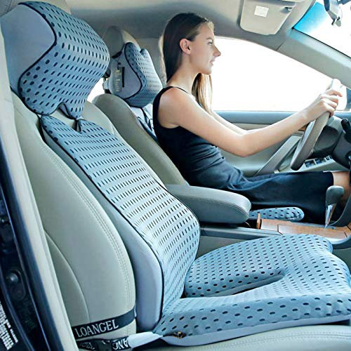 Orthopädisches Sitzkissen, Mit Lordosenstütze und Kopfstütze, Ergonomisches Stuhlkissen Memory Schaum, Ischias, Hämorrhoiden& Zurück Schmerz Linderung für Autositz, Bürostuhl und Rollstuhl,Grau