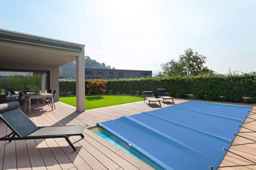 SafeDeluxe Rechteckige Poolplane Rollschutzabdeckung Poolabdeckung aus LKW PVC Plane ohne Stangen (3,5m x 5m, Grau)