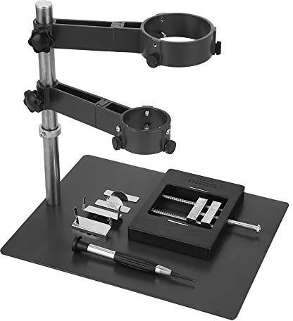 Hot Air Rework Station Stand, Dual 65mm 40mm Hot Air Welder Gun Clamp and PCB board Holder 2 in 1 BGA Rework Reballing Station for DIY Desoldering Work