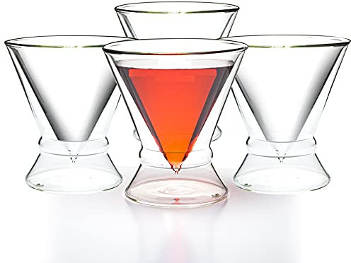 LEMONSODA Martini-Cocktailgläser ohne Stiel, für Margaritas, Espresso Matinis, Manhattans, Cosmopolitans, Hausbar, Geburtstage, Einweihungsgeschenk, kristallklar, 237 ml, 4 Stück