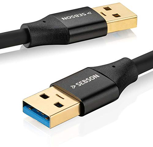 SEBSON USB Kabel 2m - Typ A auf A - USB 3.0 Datenkabel 5 Gbit/s Datenübertragung, Verbindungskabel für PC, Laptop, Drucker, Festplatten uvm.