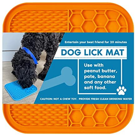 SCRAPPY Lick Mats for Dogs : Food Grade Product : Slow Release Dog Feeder : 15 cm Square : 48 Suction Cups on Reverse : Use with Dog Peanut Butter, Liver Paste, Soft Food
