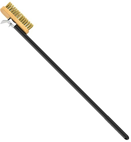 G.a HOMEFAVOR Cepillo para Horno de Pizza, Cerdas de latón y raspador de Acero, con Mango Largo Desmontable, Longitud Total 79 cm o 118,2 cm