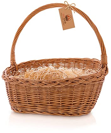 Lovinbirds Geschenkkorb Präsentkorb mit Gratis Holzwolle Henkel leer Weide Groß 40 cm unsere Größe Nummer 3 von 4, Natur Braun, A71-5