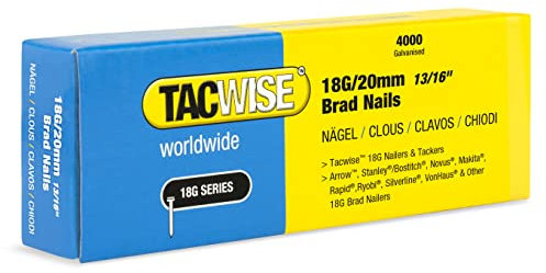 Tacwise 1709 Clavos Brad Galvanizados de Tipo 18G / 20 mm, Paquete de 4000