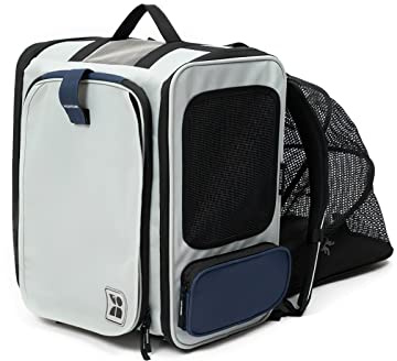 Galatée Haustiertragerucksack, Erweiterbarer Katzenrucksack, Haustiertragetasche Für Reisen Und Wandern, Faltbarer Tragbarer Hunderucksack Mit Vorder- Und Seitenöffnungen(Grau)