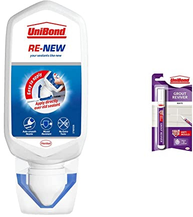 Unibond Re-New, White Silicone Sealant & Grout Reviver Pen, White Grout Pen