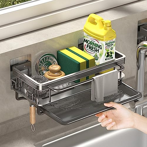 QUTHZZHY Spülbecken Organizer, Kitchen Sink Organizer mit Abtropfschale