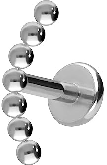 PIERCINGLINE Titan Labret mit Push Fit 7 KUGELN Piercing Ohr Helix Tragus Conch Silberfarben 1,2x6 mm