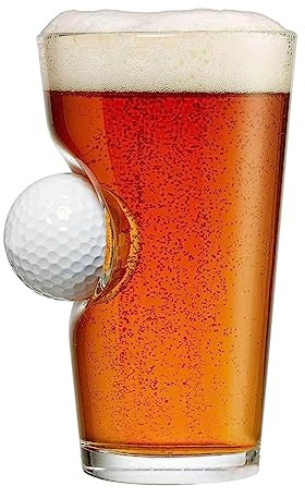 Kasmole Tasse en Verre avec Golf | Gobelet en Verre intégré au Golf Coupe en Verre Whisky Tasse en Verre à bière avec Vraie Golf intégrée - Cadeaux Golf pour Hommes