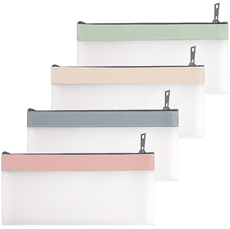 Taicols 4 stück Transparente Federmäppchen, Superweiches TPU Federmäppchen mit Reißverschluss, Transparente Make up Tasche, wasserdichte Small Fresh Schreibwaren Aufbewahrungstasche