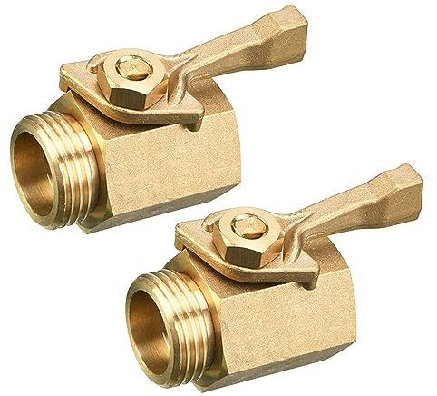 SEIWEI 2 Pack Garden Hose Shut Off Valve, 3/4'' Brass Water Pipe Connector Faucet Hose Adapter for Garden, Farm and Greenhouse