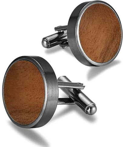 Men's Cufflinks Wood grain, Cufflinks for Men Round Solid for Regular Wedding Business Accessories Best Men