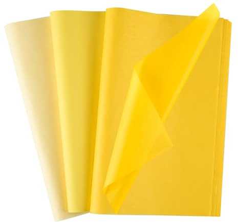 Morcheiong 60 ark gula silkespapper flerfärgad konst presentförpackning papper bulk presentförpackning för gör-det-själv födelsedag bröllop semester hantverk dekor fest festival (50 x 37 cm/20 x 14,5