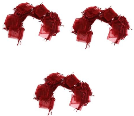 SOLUSTRE 3stücke Organza Drawstring Bags Weinrot Für Hochzeiten Schmuck Und Säckchen Für Festivals Und Partys