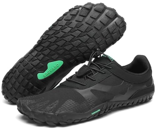 SAGUARO Chaussures Minimalistes Barefoot Homme Femme Chaussures Aquatique Respirant Antidérapant pour Trail Fitness Marche - Orteils Larges et Zéro Drop Semelles, Noir Onyx, 42 EU