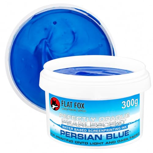 Perfectly Opaque Pearlescent Metallic Screen Printing Fabric Ink (Persian Blue, 300g)