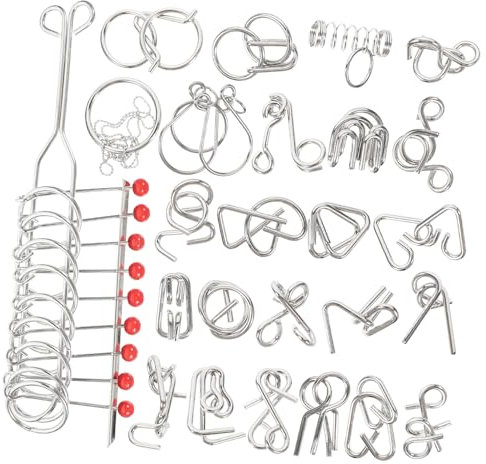 SKISUNO 25piezas Juguetes De Rompecabezas De Inteligencia Juegos De Anillos De Juguetes De Ingenio Educativos para Rompecabezas De Alambre Metálico para De Cumpleaños