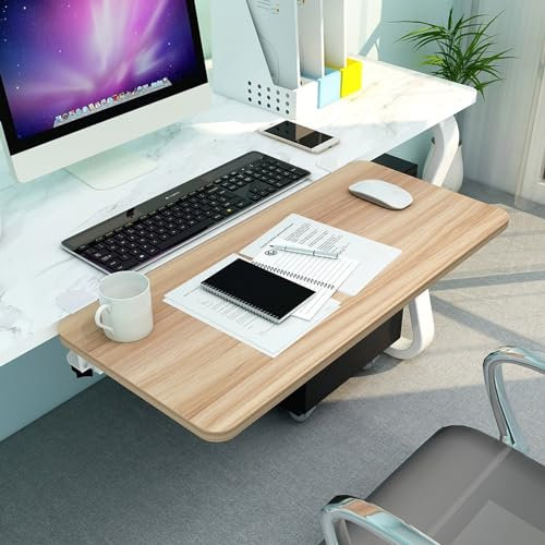 Schreibtischverlängerung aus Holz, 55/65/75 x 25 cm, ergonomische Tastaturablage für Zuhause und Büro, Erweiterung für zusätzlichen Platz, Klappplatte für Computer-Tastaturständer, Computer-