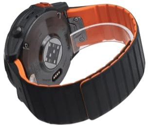 JUNCHENGBAO 22 mm 26 mm magnetisches Armband kompatibel mit Fenix ​​7X 6X 5X Plus 3HR Epix Silikon-Handgelenksband kompatibel mit Fenix ​​6 7 955 EPIX Uhr(Black Orange,22mm)