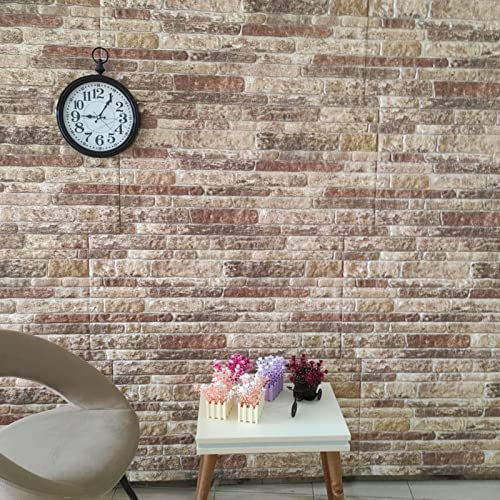 Homgoday Panneaux Muraux 3D avec Design de Brique Multicolore 10 pcs EPS, Meubles d'Intérieur/Extérieur