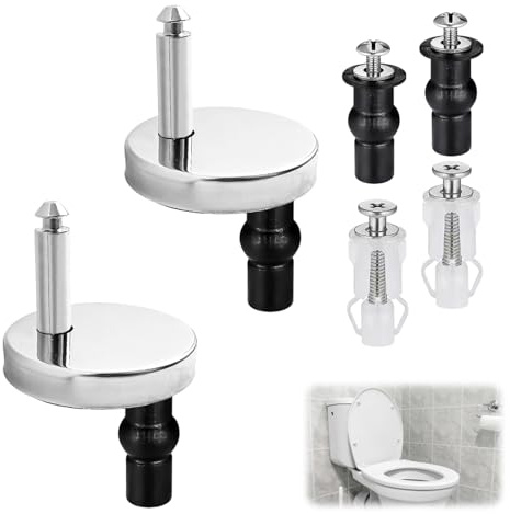 6Pcs Soft Close Toilet Seat Fixings Kit, Universal Stainless Steel Toilet Hinge Screws Fittings, WC Replacement Bolts with Expanding Rubber Screws, Release Toilet Top Fix Nuts for Blind Holes
