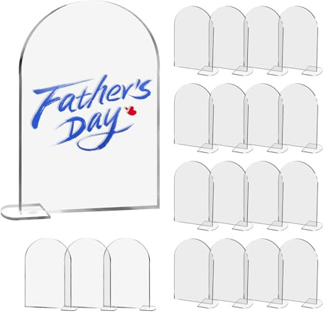 Realand Lot de 20 panneaux en acrylique transparent avec support, arche vierge en acrylique pour table de mariage, réception, événement, fête, restaurant