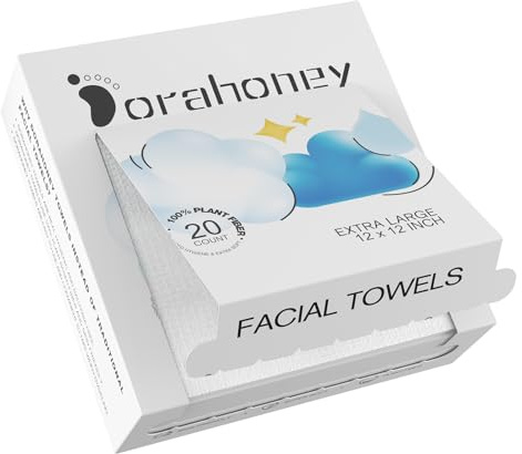 Dorahoney Face Towels Travel, 12×12 Extra Large Disposable Clean Face Towel, Face Towelettes XL, Ultra Soft Facial Cloths for Sensitive Skin, Makeup Remover Dry Wipes, 20 Count (Pack of 1)